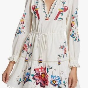 Farm Rio Macaw Cross Stitch Mini Dress Medium